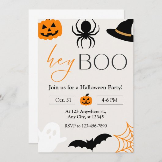 Hey Boo Uitnodiging (Voorkant / Achterkant)