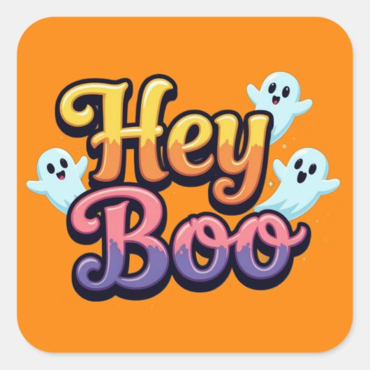 Hey Boo Vierkante Sticker (Voorkant)