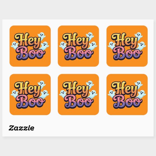 Hey Boo Vierkante Sticker (Vel)