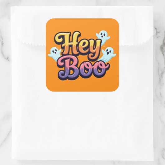 Hey Boo Vierkante Sticker (Tas)