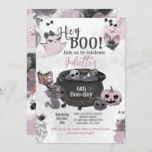 Hey Boo Witch Cauldron Birthday Kaart (Voorkant / Achterkant)