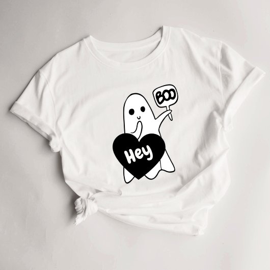 Hey Boo Women's Cute Ghost Halloween T-shirt
