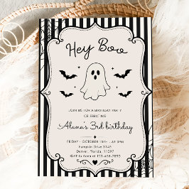 Hey Boo Zwarte Gingham Strik Halloween Kaart