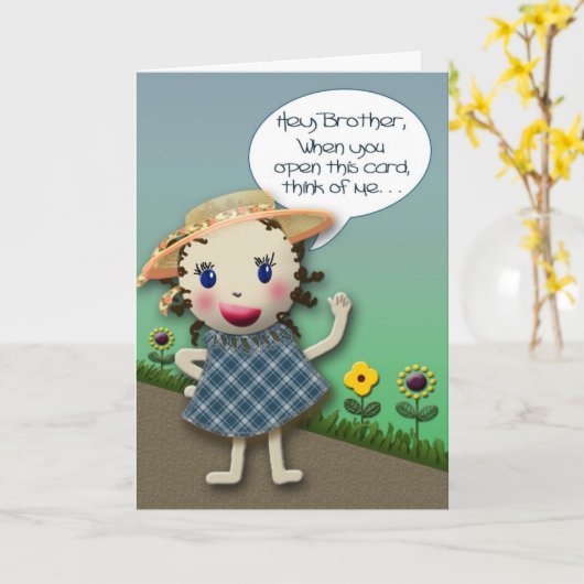 Hey Brother - Verjaardag Kaart (Gele Bloem)