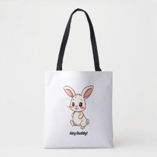 Hey Buddy Schattige Cartoon Konijn Kawaii Schouder Tote Bag