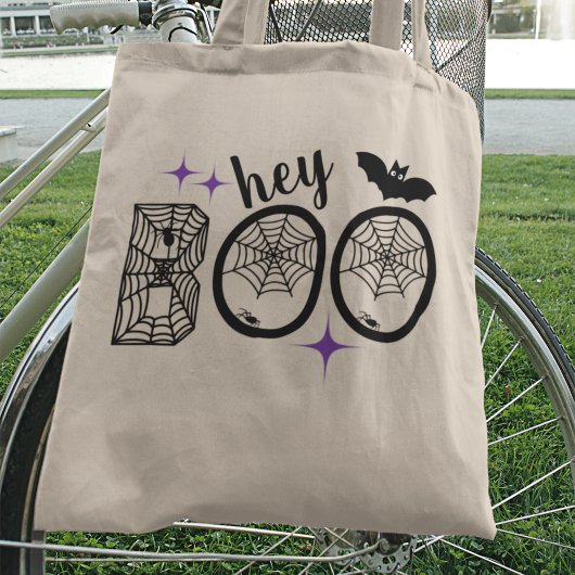 Hey & Bye Boo Halloween Bat en Web Tote Bag