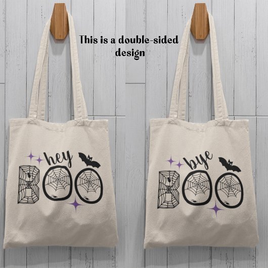 Hey & Bye Boo Halloween Bat en Web Tote Bag