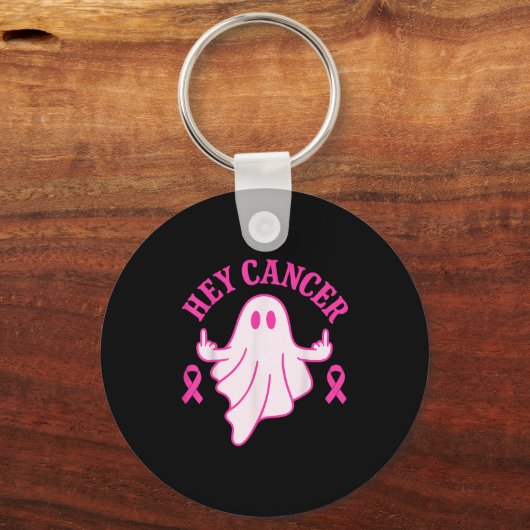 Hey Cancer Ghost Halloween Funny Breast Cancer Awa Sleutelhanger (Voorkant)