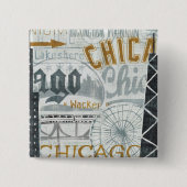 Hey Chicago Vierkante Button 5,1 Cm (Voorkant)