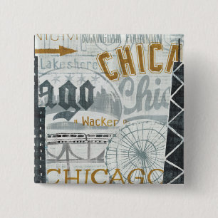 Hey Chicago  Vierkante Button 5,1 Cm
