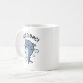 Hey Chums Funny Toothy Shark Pun Koffiemok (Voorkant links)