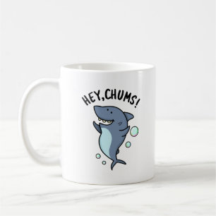 Hey Chums Funny Toothy Shark Pun Koffiemok
