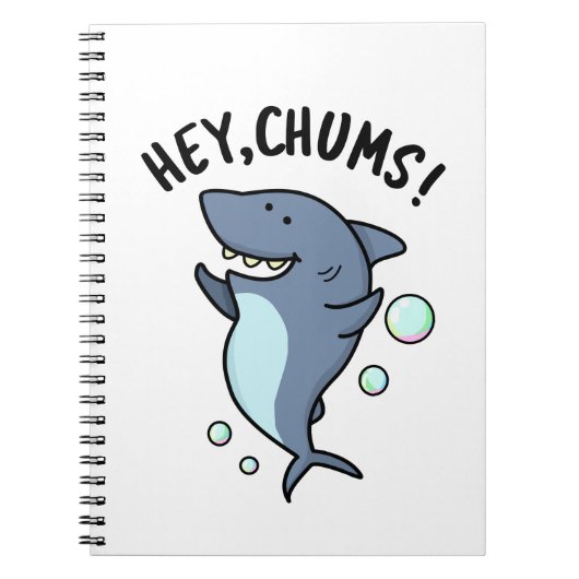 Hey Chums Funny Toothy Shark Pun Notitieboek (Voorkant)
