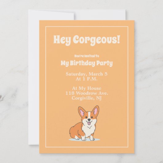"Hey Cornap" Aangepaste Cute Corgi Uitnodigingskaa Kaart (Voorkant)