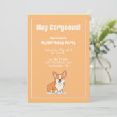 "Hey Cornap" Aangepaste Cute Corgi Uitnodigingskaa Kaart (Staand voorkant)