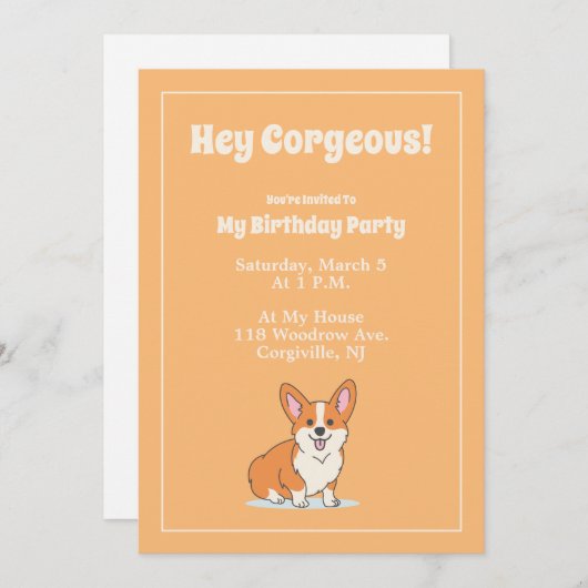 "Hey Cornap" Aangepaste Cute Corgi Uitnodigingskaa Kaart (Voorkant / Achterkant)