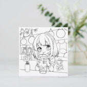 Hey Cu-Tea Funny Boba Pun | Kleurplaat voor volwas (Staand voorkant)