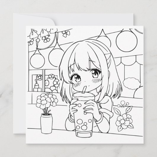 Hey Cu-Tea Funny Boba Pun | Kleurplaat voor volwas (Voorkant)