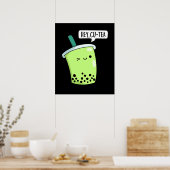 Hey Cu-Tea Funny Boba Tea Pun Dark BG Poster (Keuken)