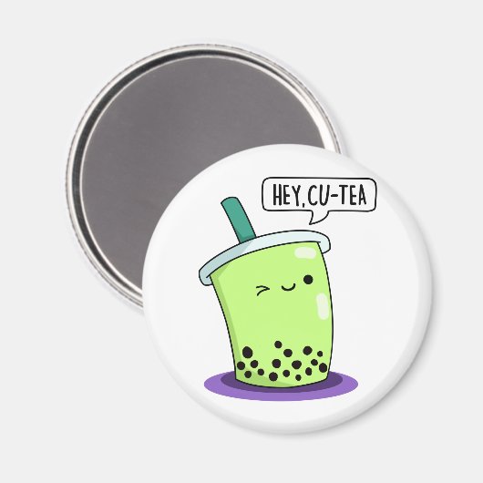 Hey Cu-Tea Funny Boba Tea Pun Magneet (Voorkant / Achterkant)