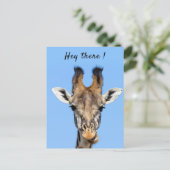 Hey daar grappige foto van de Giraffe met tekst Briefkaart (Staand voorkant)