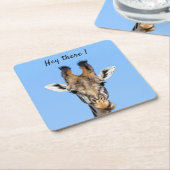 Hey daar grappige foto van de Giraffe met tekst Kartonnen Onderzetters (Schuin)