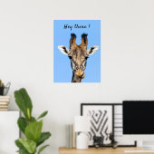 Hey daar grappige foto van de Giraffe met tekst Poster (Thuiskantoor)