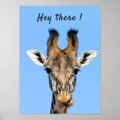 Hey daar grappige foto van de Giraffe met tekst Poster (Voorkant)
