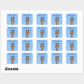 Hey daar grappige foto van de Giraffe met tekst Vierkante Sticker (Vel)