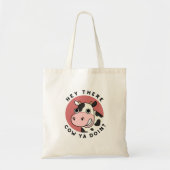 Hey daar Koe Ya Doin Funny Animal Pun Tote Bag (Voorkant)
