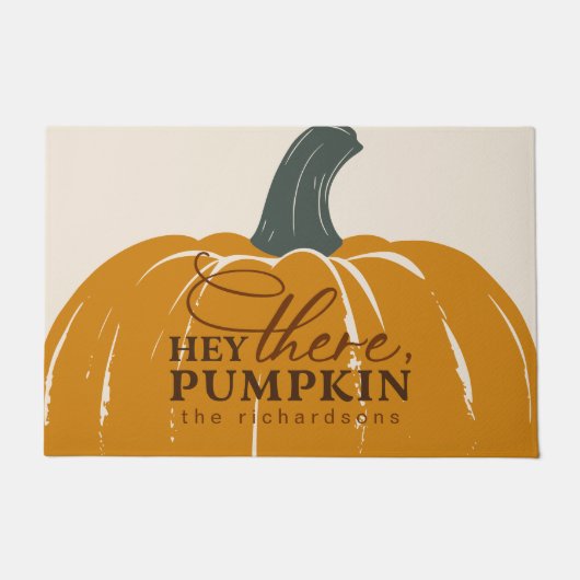 Hey daar pompoen gepersonaliseerde Herfst Deurmat (Voorkant)