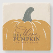 Hey daar pompoen gepersonaliseerde Herfst Stenen Onderzetter (Voorkant)