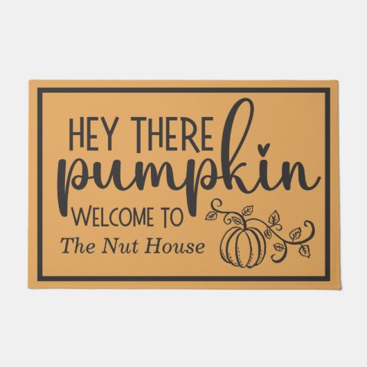 Hey Daar Pumpkin Custom Welkom Deurmat (Voorkant)