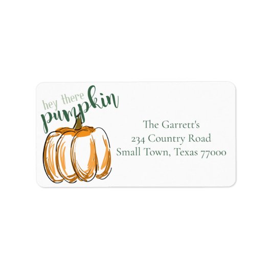 Hey Daar Pumpkin Thanksgiving Gepersonaliseerd Etiket (Voorkant)