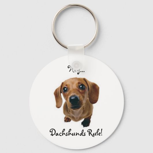 "Hey... Dachshunds Rule!" Sleutelhanger (Voorkant)