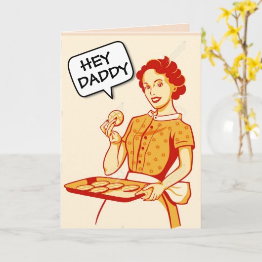 HEY DADDY RETRO FUNNY WENSKAARTEN BLANK KAART (Gele Bloem)