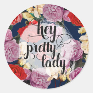 Hey dame dramatisch Roos op de marine Ronde Sticker