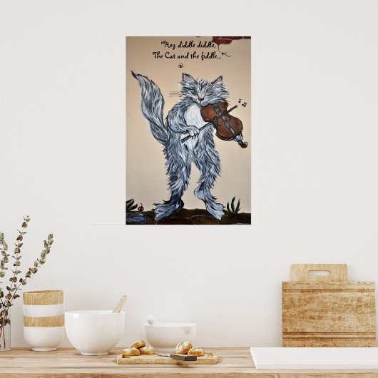 "Hey, Diddle Diddle, de Kat en de Fiddle" Poster (Keuken)