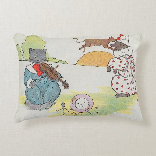 Hey Diddle Diddle De Kat en de Viool Rijm Accent Kussen (Voorkant)