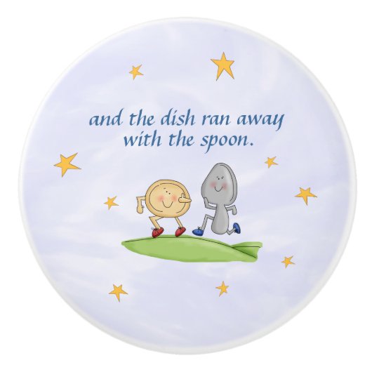 Hey Diddle Diddle - Dish Ran weg met de mond Keramische Knop (Voorkant)