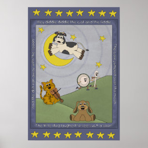 Hey Diddle Diddle Kinderrijmpje Kinderposter Poster