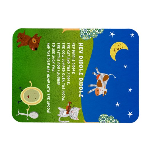 Hey Diddle Diddle Nursery Rhyme Magnet Magneet (Horizontaal)