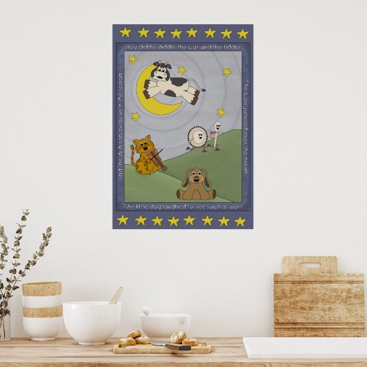 Hey Diddle Diddle Rijmpje Kinderkamer Poster (Keuken)