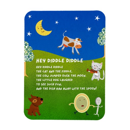 Hey Diddle Diddle Rijmpje Magneet (Verticaal)