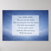 Hey Diddle Diddle Rijmpje Nachtelijke Hemel Print (Voorkant)