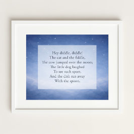 Hey Diddle Diddle Rijmpje Nachtelijke Hemel Print