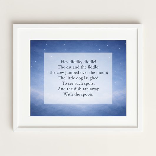 Hey Diddle Diddle Rijmpje Nachtelijke Hemel Print