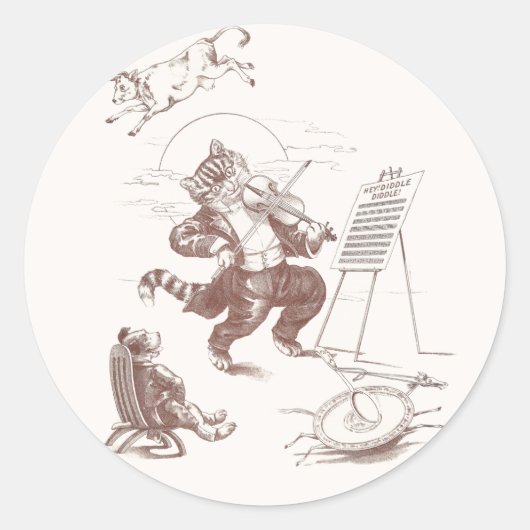 Hey Diddle  Illustratie Ronde Sticker (Voorkant)