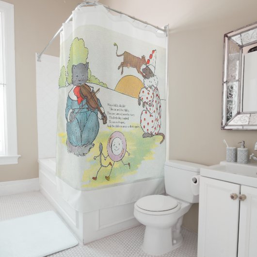 Hey Diddle The Cat en het vioolrijm Douchegordijn (In situ)