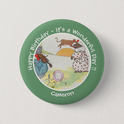 Hey Diddle verjaardagsfeestje Collectie Ronde Button 5,7 Cm (Voorkant)